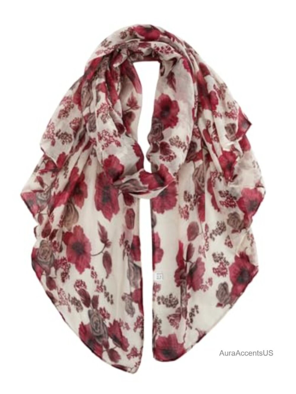 Lightweight Cotton Feel Fashion Scarf for Women Flower Print Wrap Shawl